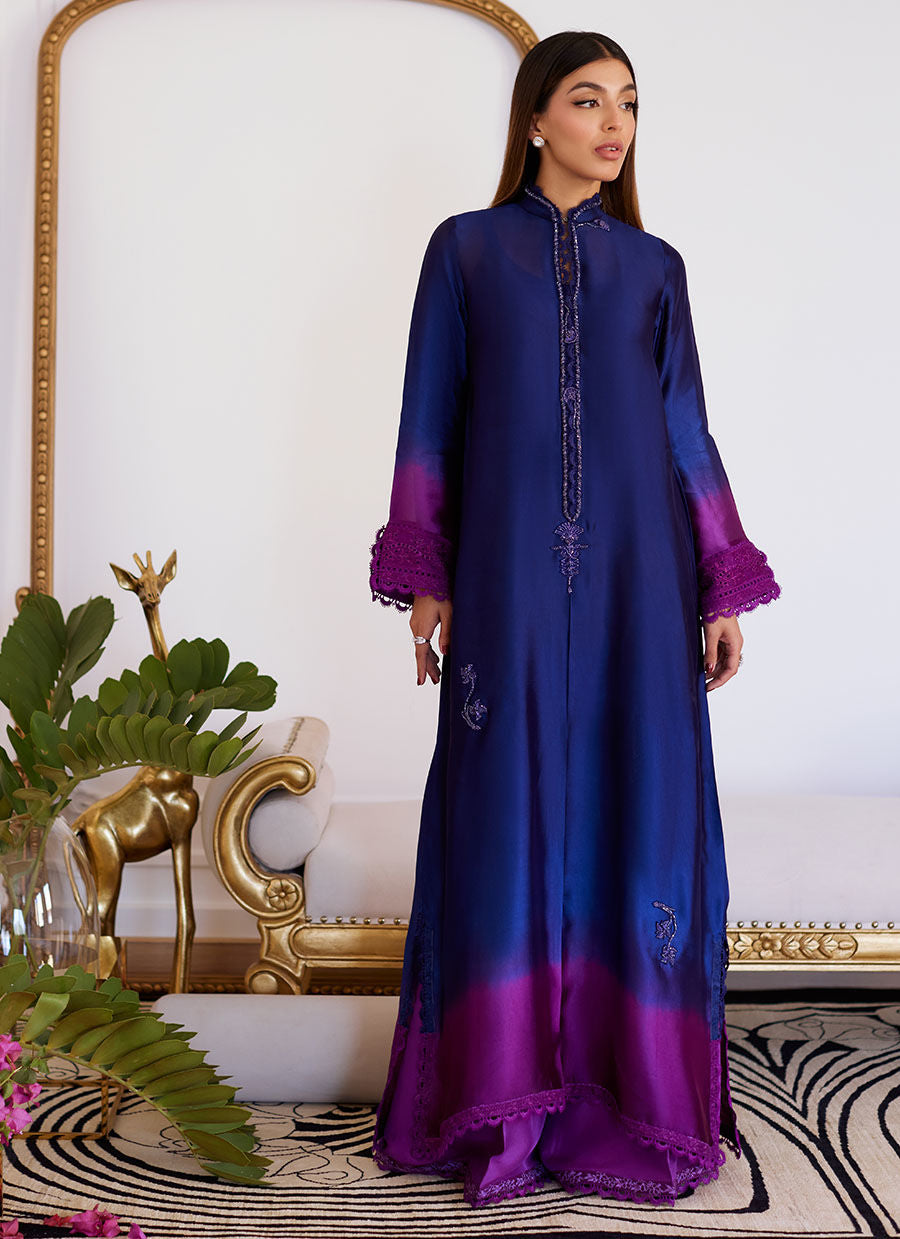farah talib aziz purple dress Tierra Muted Magenta Embroidered Raw Silk Kalidar With Dupatta