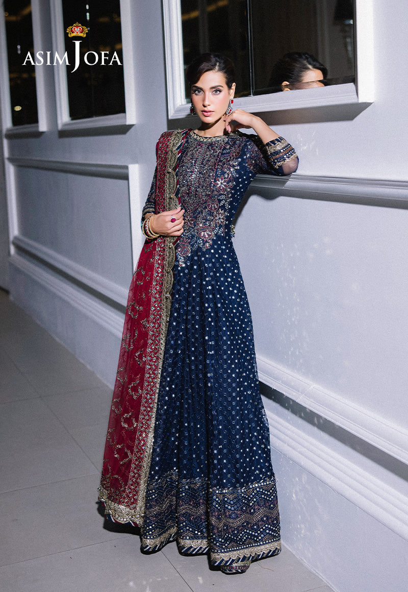 asim jofa blue dress Asim Jofa Sky Blue Chiffon Formal Collection Replica Nirshan