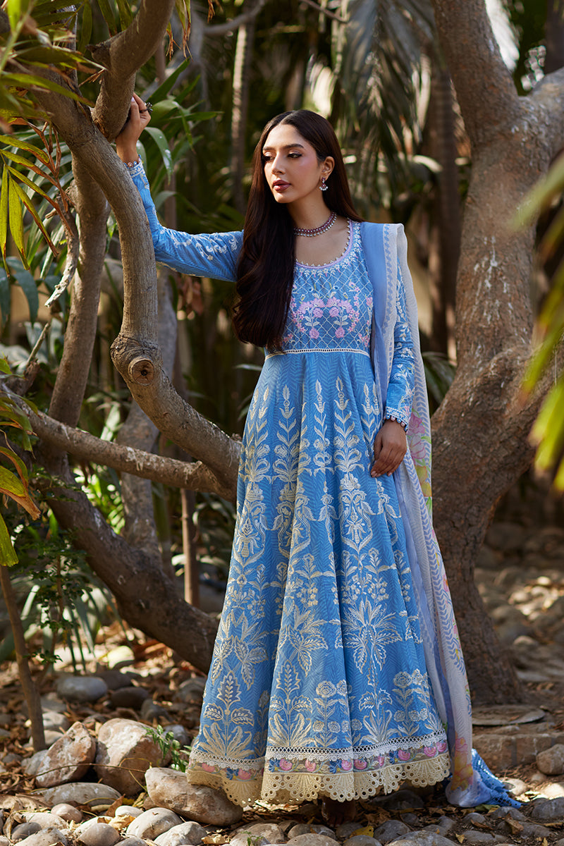 chikankari designer dress Elegant Chiffon Chikankari 9MM 3pc Gown 9MMCHI-4