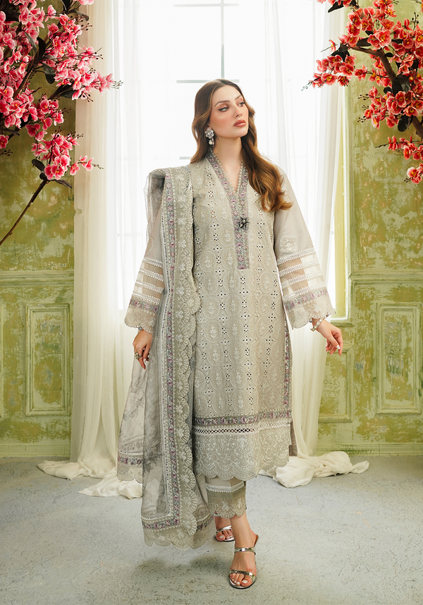 Zarqash | Tresor Luxury Lawn 24 | ZQT 002 ROSEMARY - Hoorain Designer Wear - Pakistani Ladies Branded Stitched Clothes in United Kingdom, United states, CA and Australia