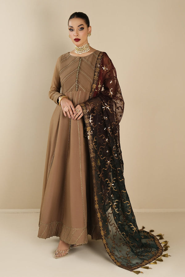 Alizeh | Formals Collection | Rose Beige Dress 3 piece - RTW1017 - Hoorain Designer Wear - Pakistani Ladies Branded Stitched Clothes in United Kingdom, United states, CA and Australia