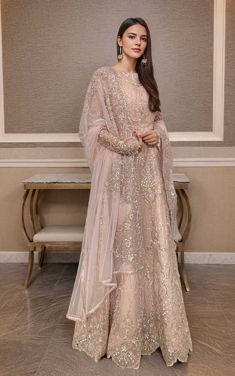 sachin and babi light blue dress Threads and Motifs | Formal Dresses 25 | Embroidered Jacket With Tube And  Skirt main image 1