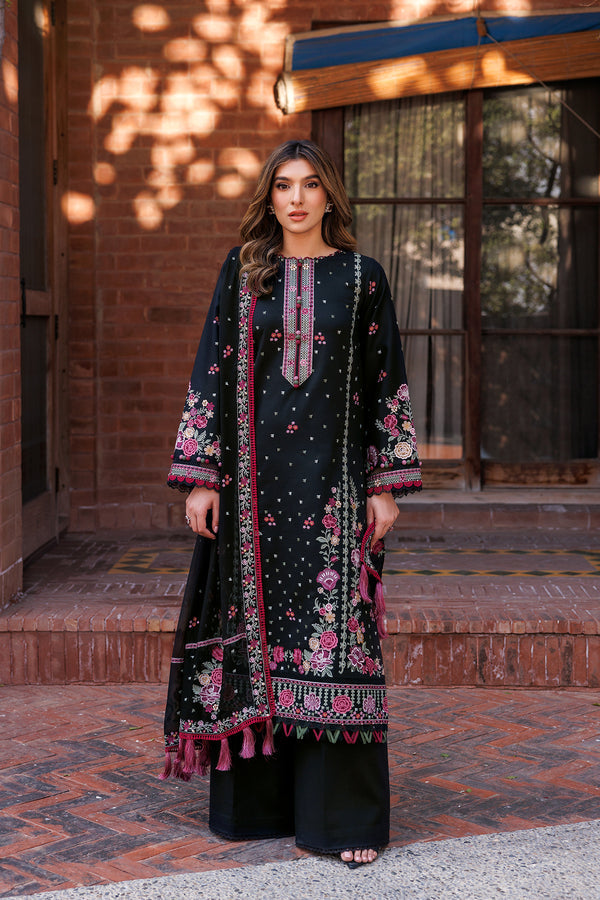 Farasha | Dastoor Embroidered Lawn SS24 | ORNATE NOIR - Hoorain Designer Wear - Pakistani Ladies Branded Stitched Clothes in United Kingdom, United states, CA and Australia