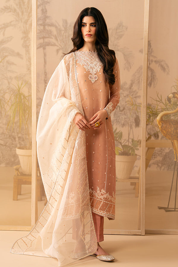 Cross Stitch | Luxe Atelier 24 | CORAL CASCADE - Hoorain Designer Wear - Pakistani Ladies Branded Stitched Clothes in United Kingdom, United states, CA and Australia