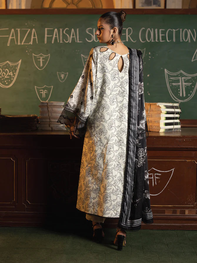 Faiza Faisal | Maya Luxury Lawn | Deniz - Hoorain Designer Wear - Pakistani Ladies Branded Stitched Clothes in United Kingdom, United states, CA and Australia