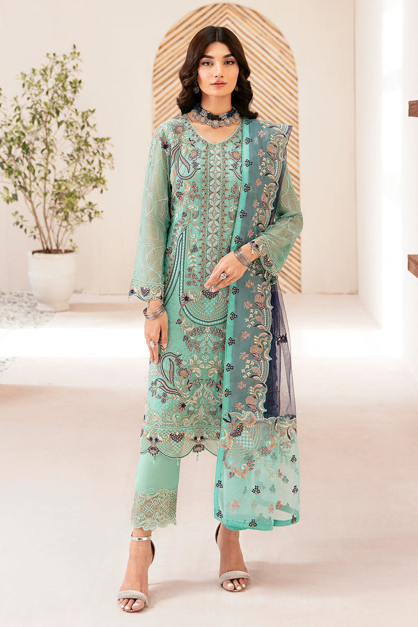 Ramsha | Rangoon Chiffon Collection 24 | D-1207 - Hoorain Designer Wear - Pakistani Ladies Branded Stitched Clothes in United Kingdom, United states, CA and Australia