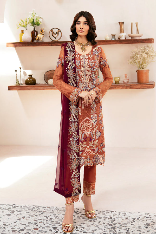 Ramsha | Rangoon Chiffon Collection 24 | D-1209 - Hoorain Designer Wear - Pakistani Ladies Branded Stitched Clothes in United Kingdom, United states, CA and Australia