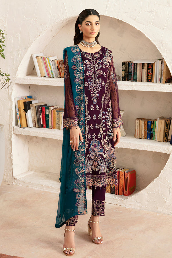 Ramsha | Rangoon Chiffon Collection 24 | D-1211 - Hoorain Designer Wear - Pakistani Ladies Branded Stitched Clothes in United Kingdom, United states, CA and Australia