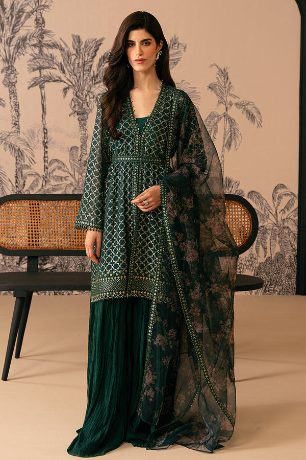Cross Stitch | Luxe Atelier 24 | VIRIDIAN HAVEN - Hoorain Designer Wear - Pakistani Ladies Branded Stitched Clothes in United Kingdom, United states, CA and Australia