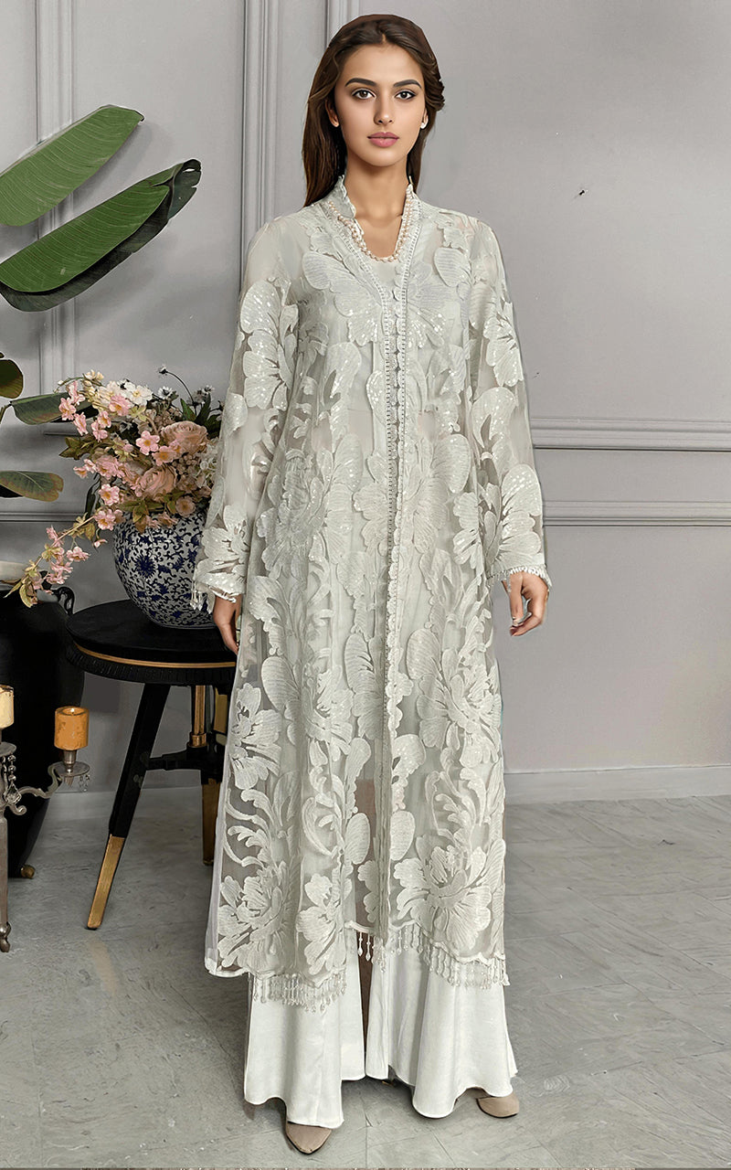 Threads and Motifs | Formal Dresses 25 | Net Embroidered Jacket With T   Hoorain Designer Wear