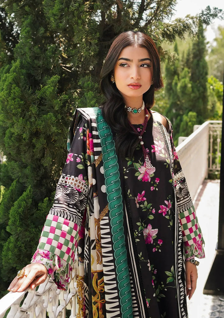 Elaf Premium | Printed Collection 24 | EEP-02A - Dark Floral - Hoorain Designer Wear - Pakistani Ladies Branded Stitched Clothes in United Kingdom, United states, CA and Australia