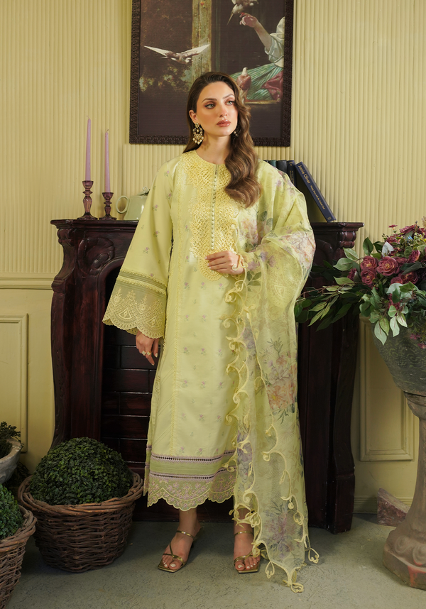Zarqash | Tresor Luxury Lawn 24 | ZQT 008 PRIMROSE - Hoorain Designer Wear - Pakistani Ladies Branded Stitched Clothes in United Kingdom, United states, CA and Australia
