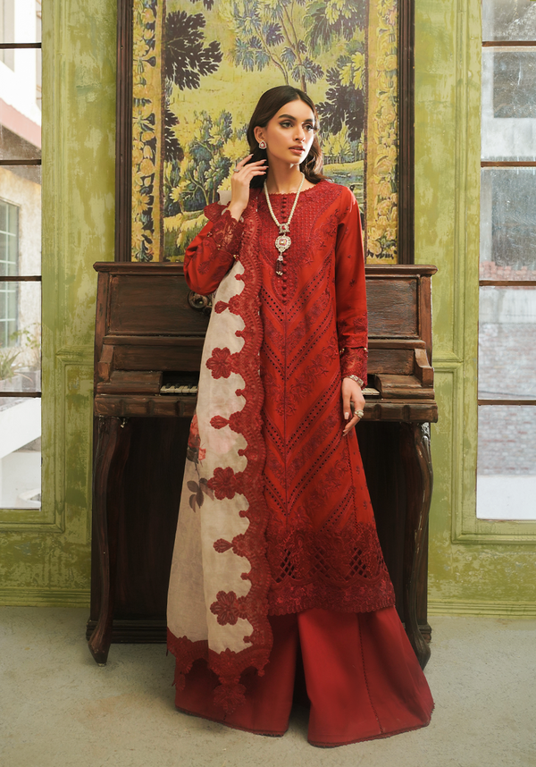 Zarqash | Tresor Luxury Lawn 24 | ZQT 007 ROSALINE - Hoorain Designer Wear - Pakistani Ladies Branded Stitched Clothes in United Kingdom, United states, CA and Australia