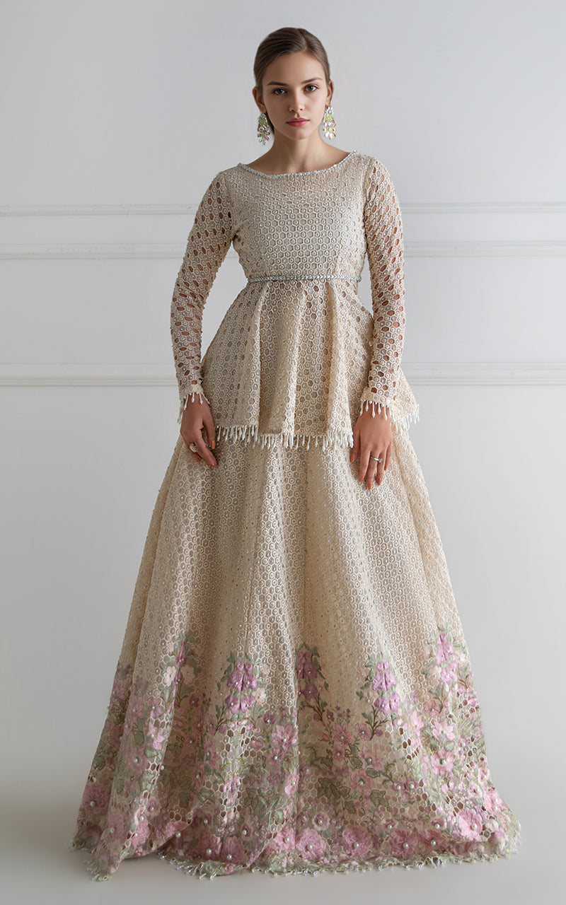 Threads and Motifs | Formal Dresses 25 | Organza Embroidered Peplum Wi Hoorain Designer Wear Threads and Motifs | Formal Dresses 25 | Organza Embroidered Peplum Wi Hoorain Designer Wear
