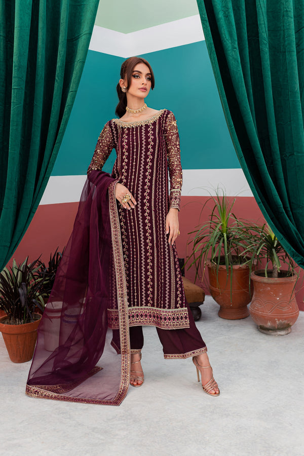 Batik | Desire Formal Dresses | Burgundy Abar - Hoorain Designer Wear - Pakistani Ladies Branded Stitched Clothes in United Kingdom, United states, CA and Australia