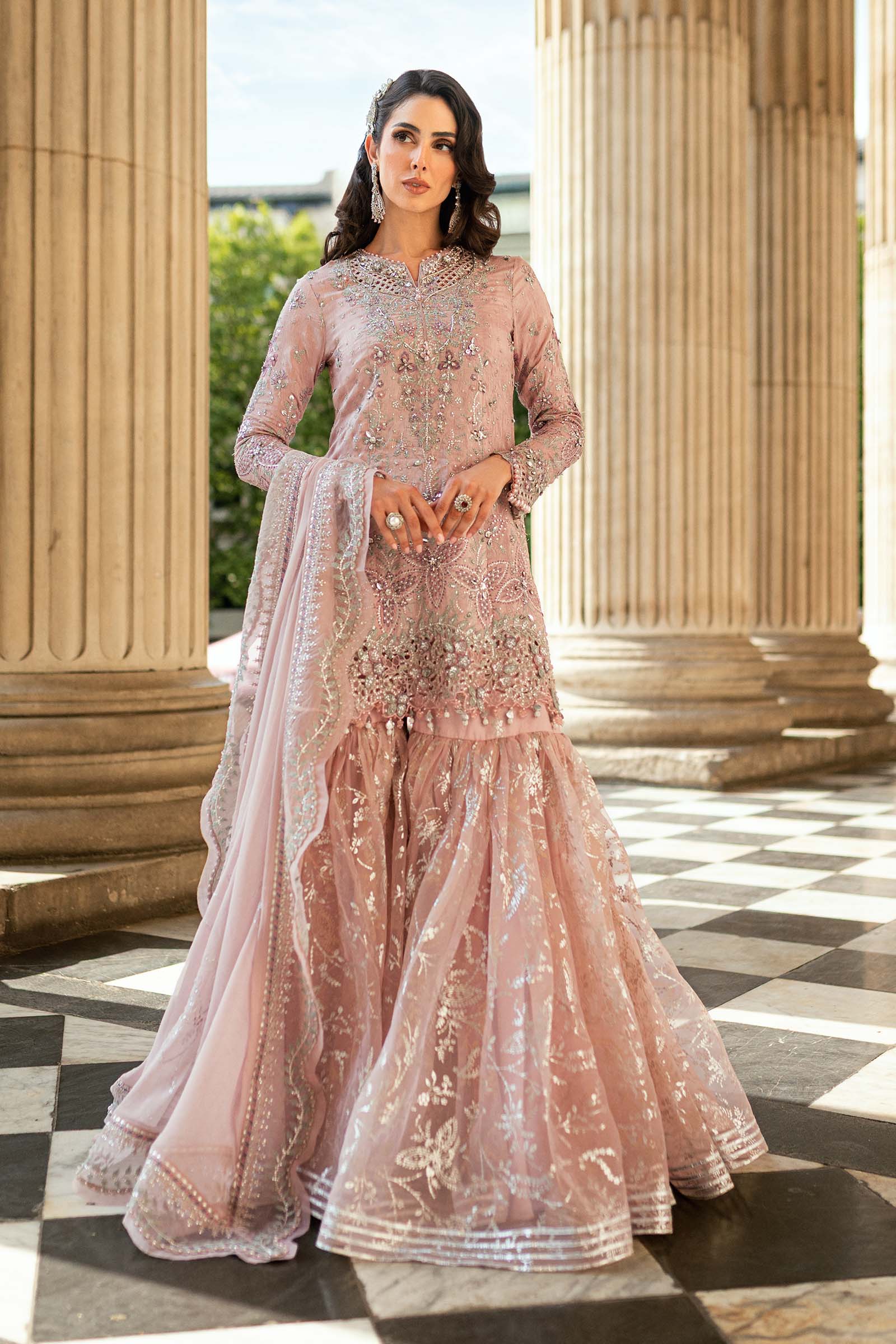 Maria B | Soiree Formals 25 | WF-09-05 Custom Size / Light Pink / Raw Silk Maria B | Soiree Formals 25 | WF-09-05 Custom Size / Light Pink / Raw Silk