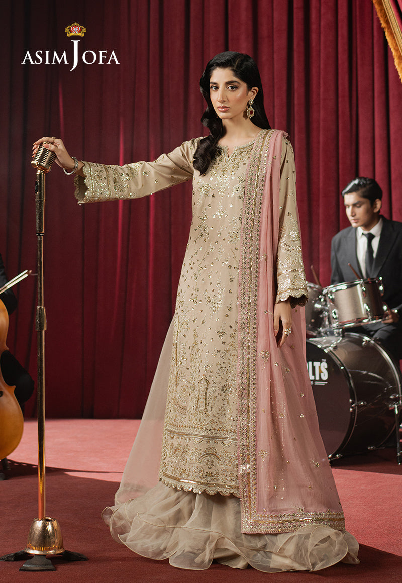 Asim Jofa | Premium Festive | AJPF-24 XL / Beige / Spun Raw Silk Asim Jofa | Premium Festive | AJPF-24 XL / Beige / Spun Raw Silk