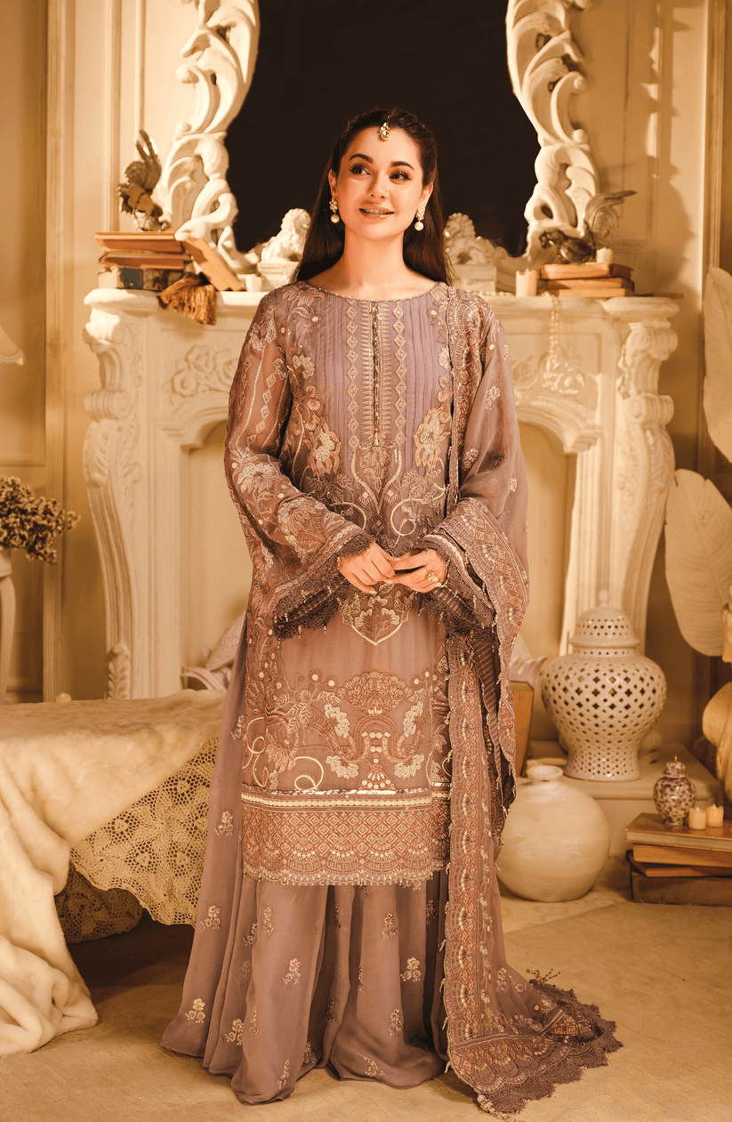HSY | Rehana Wedding Formal | Suroor - Embroidered Chiffon Ensemble Hoorain Designer Wear HSY | Rehana Wedding Formal | Suroor - Embroidered Chiffon Ensemble Hoorain Designer Wear
