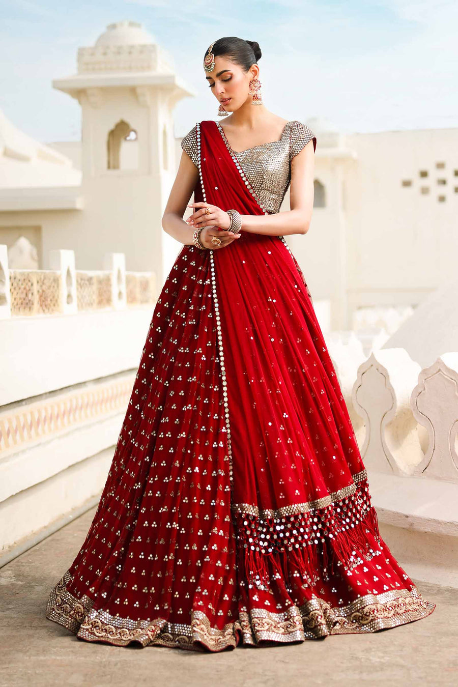fitted lace wedding dress Maria B | Bridal Formals