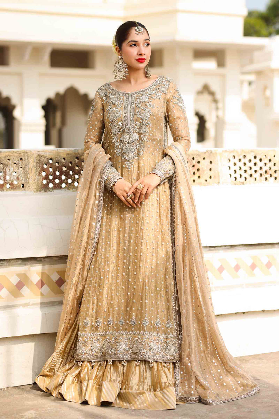 maria b golden dress Maria B | M Basic Summer Lawn 25 | MB-CUS25-701A