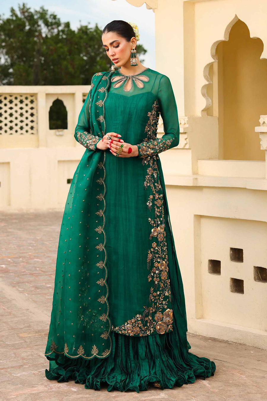 Maria B | Bridal Formals | Zamrood Ara S / Emerald Green / Pure Organza Maria B | Bridal Formals | Zamrood Ara S / Emerald Green / Pure Organza