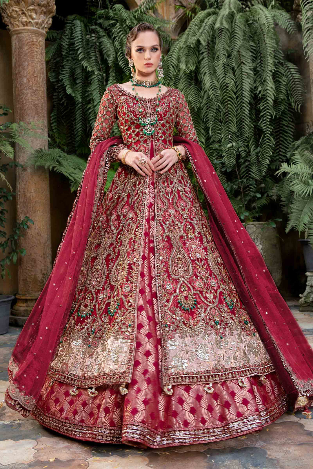 maria b red bridal dresses Maria B Mbroidered