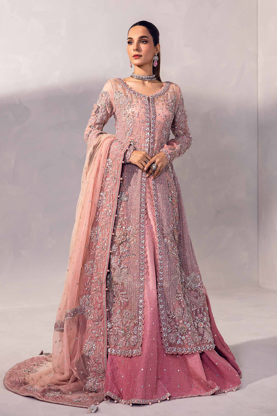 maria b white and pink dress Maria B White N Pink Dress Maria B Lawn 2111B MURAD FABRICS