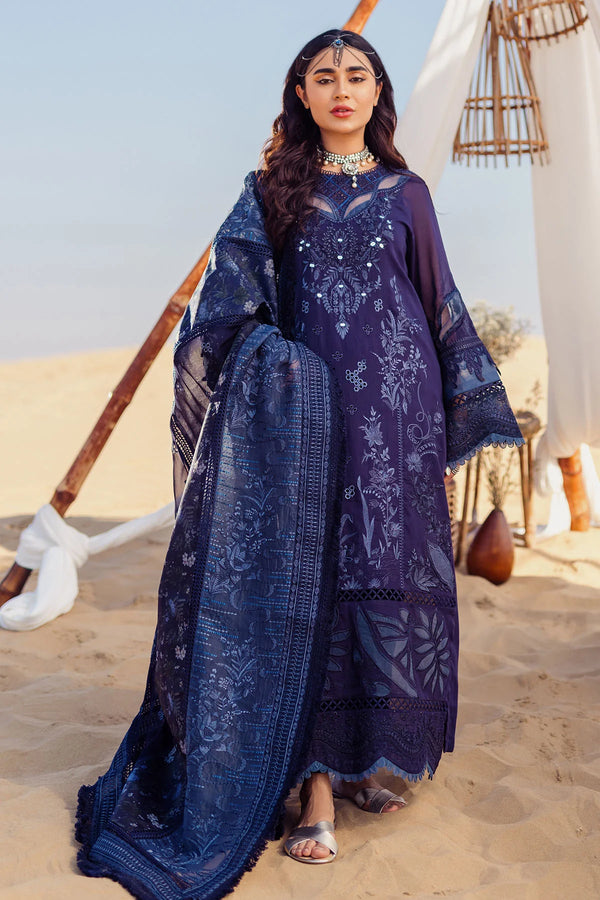 Nureh | Sehra Swiss Voil Lawn | NILE BLUE - NE-77 - Hoorain Designer Wear - Pakistani Ladies Branded Stitched Clothes in United Kingdom, United states, CA and Australia