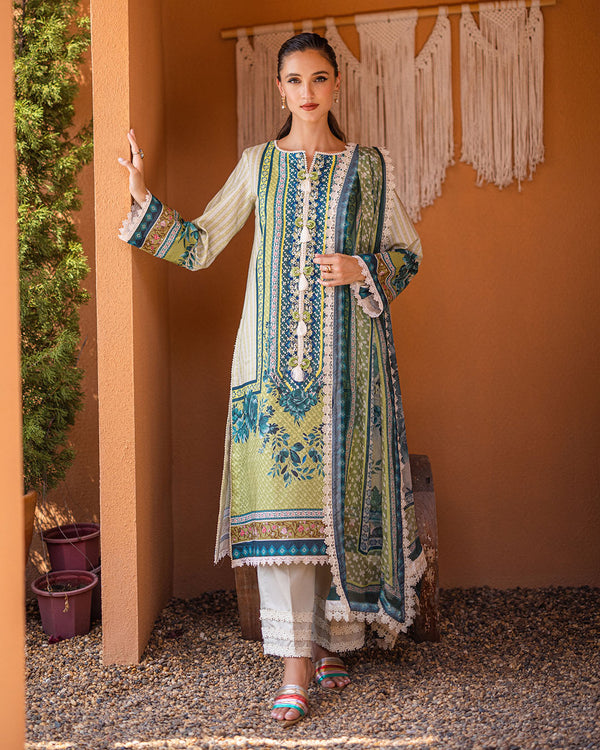 Roheenaz | Azalea Printed Lawn 24 | Ivory Elegance - Hoorain Designer Wear - Pakistani Ladies Branded Stitched Clothes in United Kingdom, United states, CA and Australia