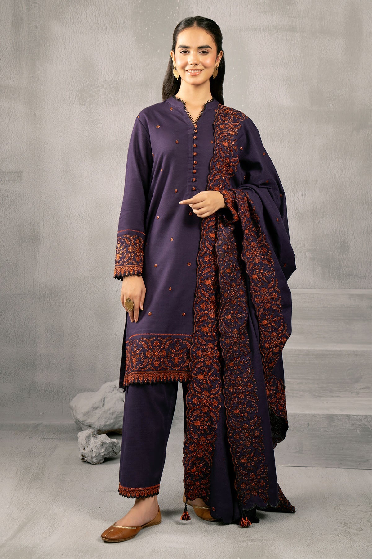 Kayseria | Winter Khaddar 24 | C6066-1 Xs / Dark Purple / Slub Khaddar