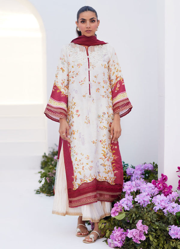 Farah Talib Aziz | Zaza Prints 24 | SANGRIA TRELLIS SHIRT AND DUPATTA - Hoorain Designer Wear - Pakistani Ladies Branded Stitched Clothes in United Kingdom, United states, CA and Australia