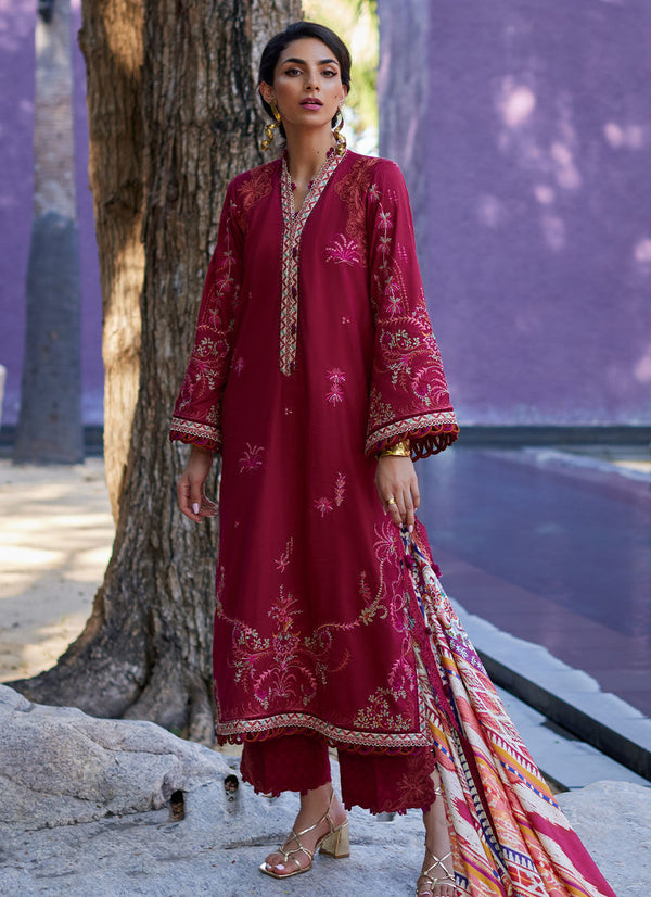 Farah Talib Aziz | Suay Lawn 24 | ENZO RED - Hoorain Designer Wear - Pakistani Ladies Branded Stitched Clothes in United Kingdom, United states, CA and Australia
