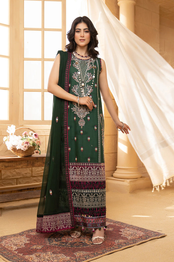 Hemstitch | Summer Luxury Lawn 24 | Bottle Green - Hoorain Designer Wear - Pakistani Ladies Branded Stitched Clothes in United Kingdom, United states, CA and Australia