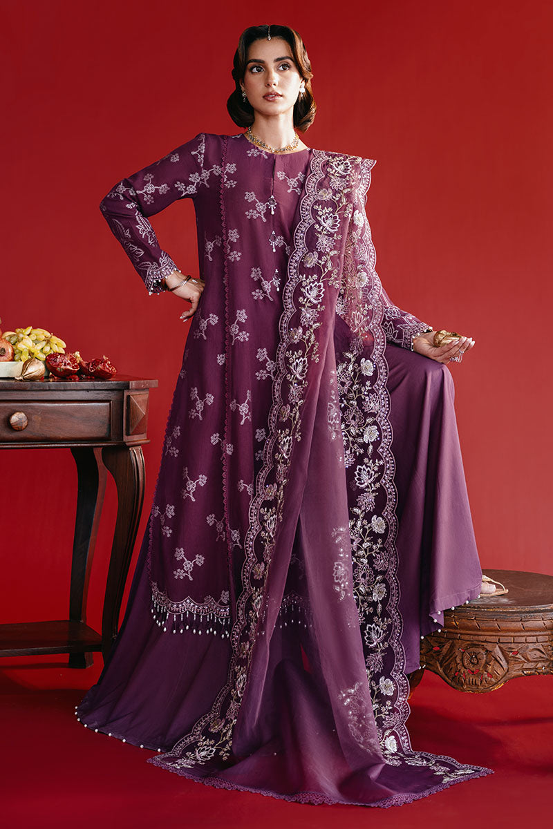Cross Stitch | Eid Lawn Edit 25 | DEEP FLARE XL / Plum / Jacquard