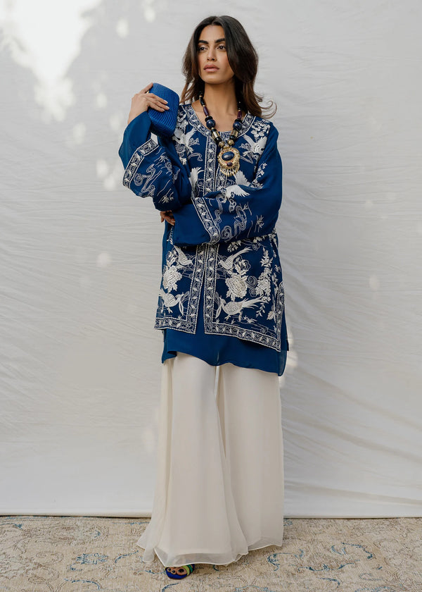 Mahgul | Eid Edit 2024 | Blue Crane - Hoorain Designer Wear - Pakistani Ladies Branded Stitched Clothes in United Kingdom, United states, CA and Australia