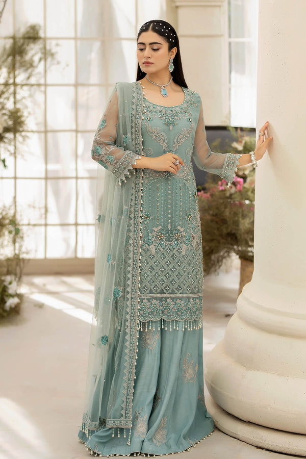 Raeesa Premium | Dehleez Formals | DL-1013 Caribbean Coast - Hoorain Designer Wear - Pakistani Ladies Branded Stitched Clothes in United Kingdom, United states, CA and Australia