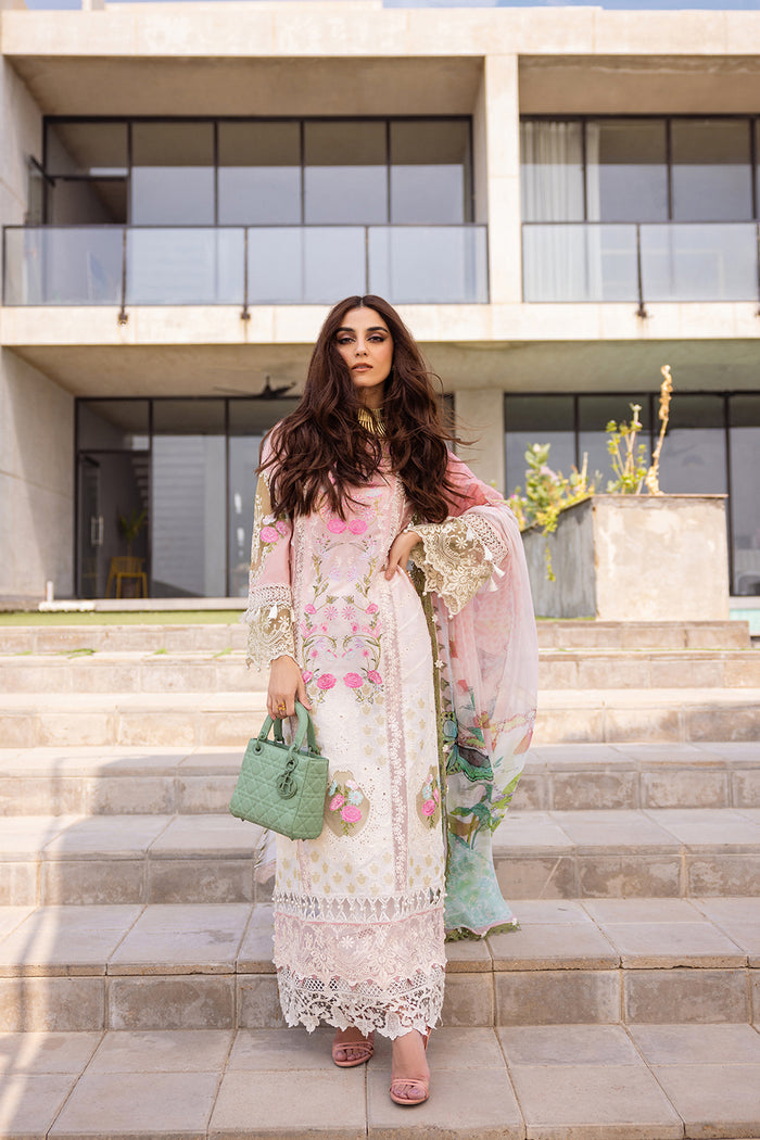 Saira Rizwan | Luxury Lawn 24 | LAUREL - SRLL24-01 - Hoorain Designer Wear - Pakistani Ladies Branded Stitched Clothes in United Kingdom, United states, CA and Australia