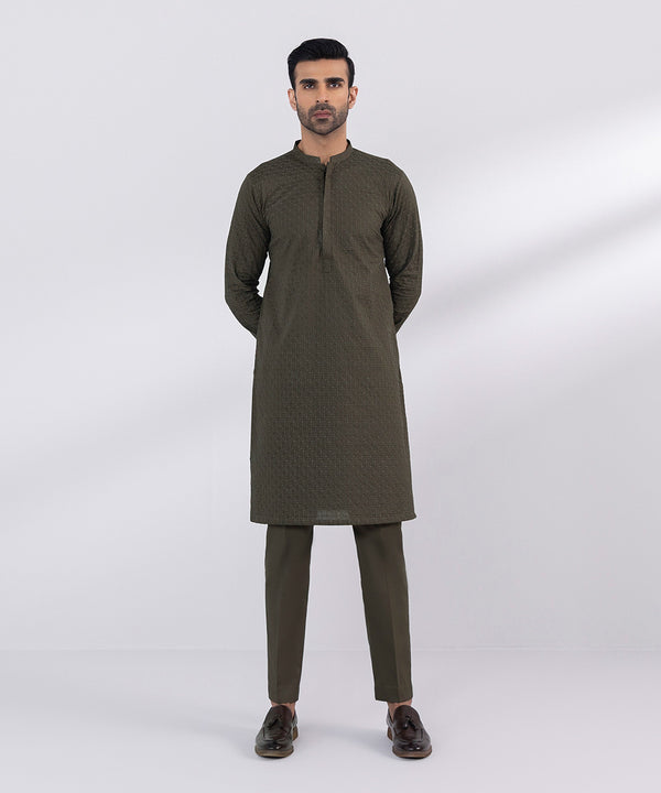 Pakistani Menswear | Sapphire | SCHIFFLI EMBROIDERED COTTON SUIT - Hoorain Designer Wear - Pakistani Ladies Branded Stitched Clothes in United Kingdom, United states, CA and Australia