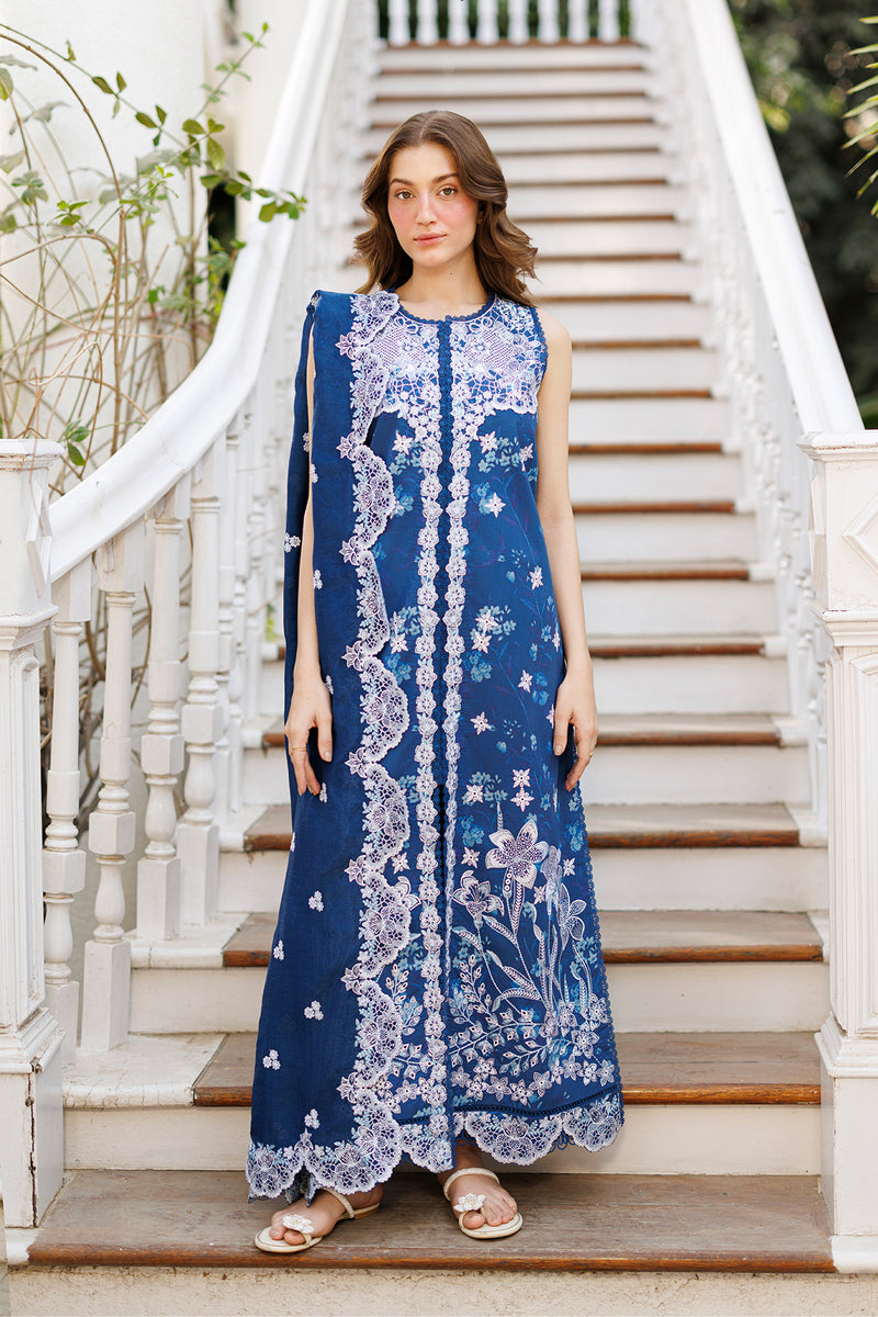 afrozeh blue dress Sapphire Elegance by Afrozeh  Luxury Embroidered Dress
