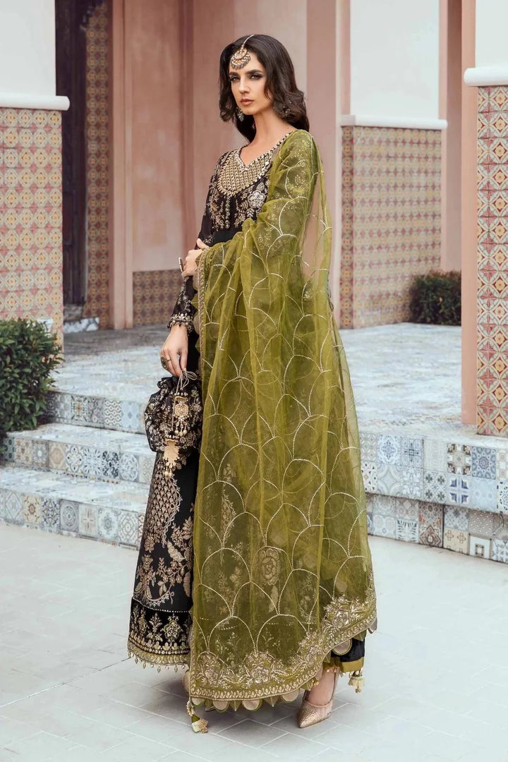 Maria B | Sateen Formals 23 | Black CST-703 - Hoorain Designer Wear - Pakistani Ladies Branded Stitched Clothes in United Kingdom, United states, CA and Australia
