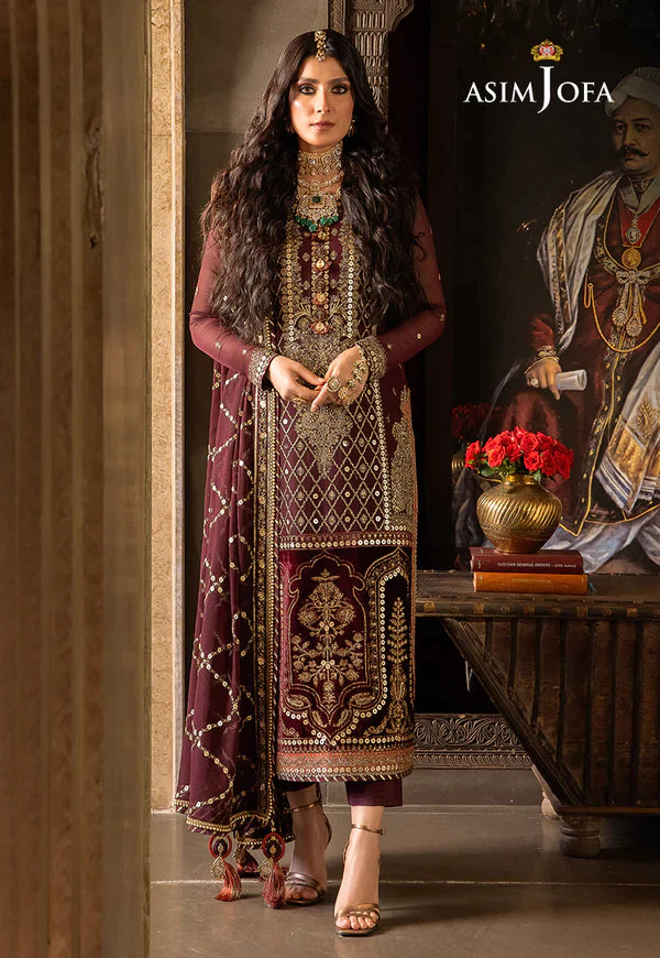 Asim Jofa | Velvet Festive 23 | AJVF-12 - Hoorain Designer Wear - Pakistani Ladies Branded Stitched Clothes in United Kingdom, United states, CA and Australia