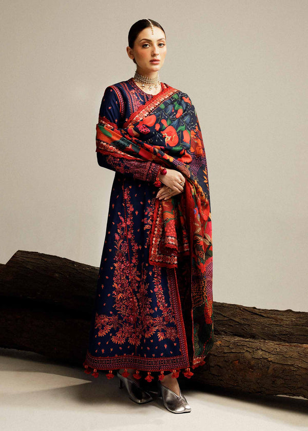 Hussain Rehar | Winter Shawl Khaddar 23 | Cerulean - Hoorain Designer Wear - Pakistani Ladies Branded Stitched Clothes in United Kingdom, United states, CA and Australia