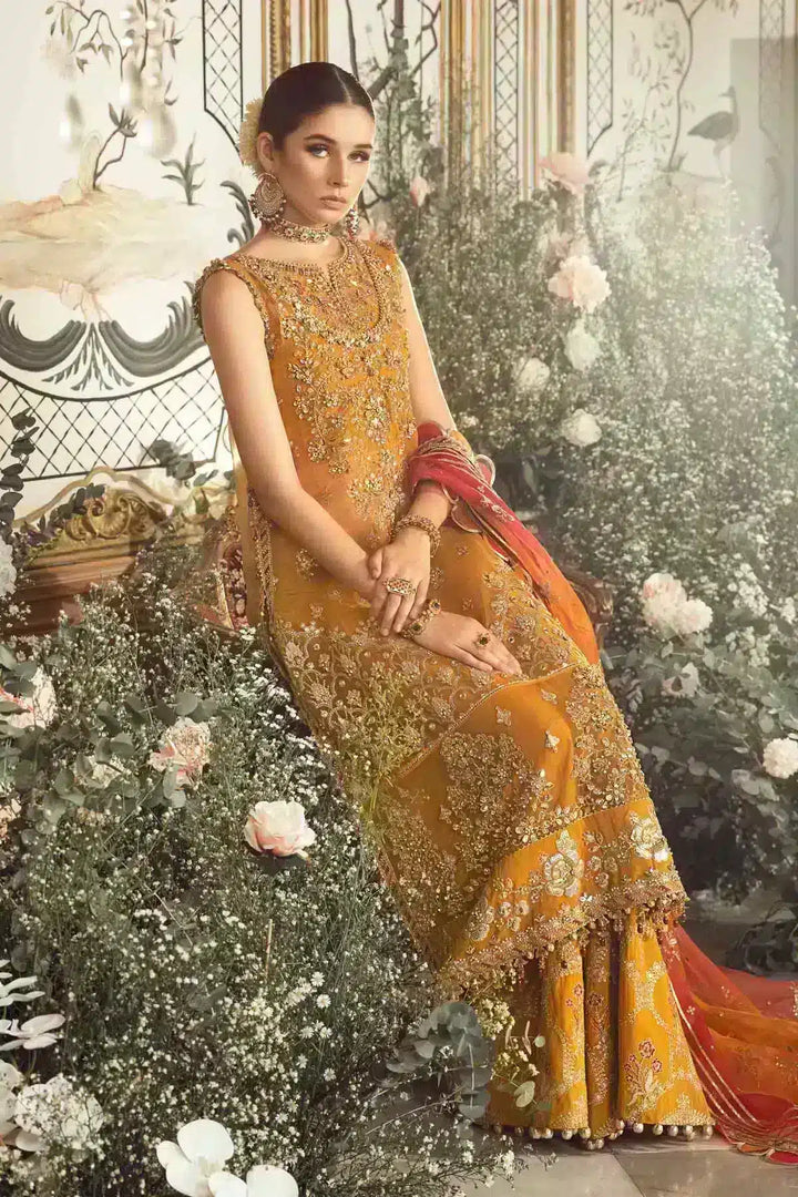 Maria B | Mbroidered Wedding Edition 23 | Mustard BD-2707 - Hoorain Designer Wear - Pakistani Ladies Branded Stitched Clothes in United Kingdom, United states, CA and Australia