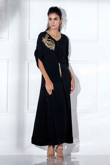 Fatima Khan | Luxury Pret 24 | JADE BLACK KAFTAN