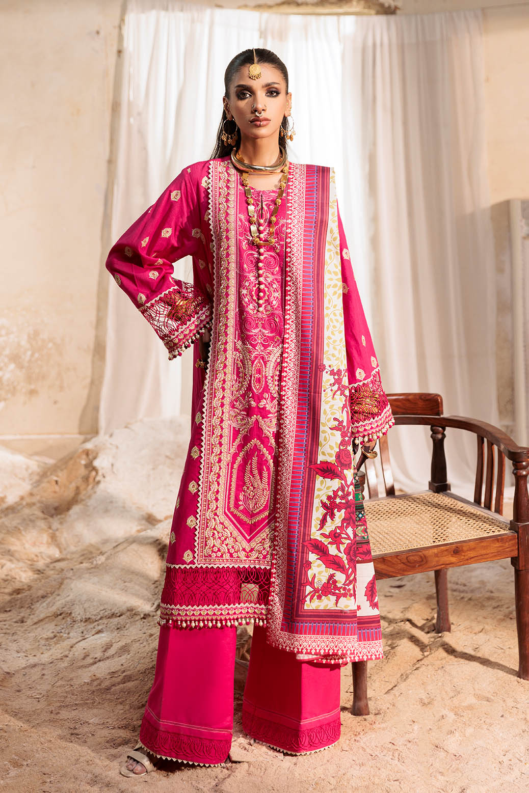 Bonanza Satrangi | Khaddar and Viscose | CERISE