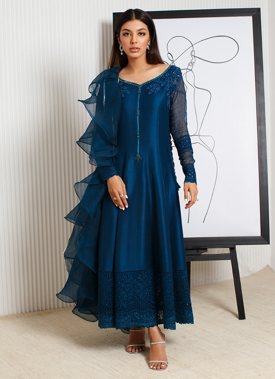 Farah Talib Aziz | Designer Picks 24 | SAPPHIRE CUTWORK SHIRT AND DUPATTA