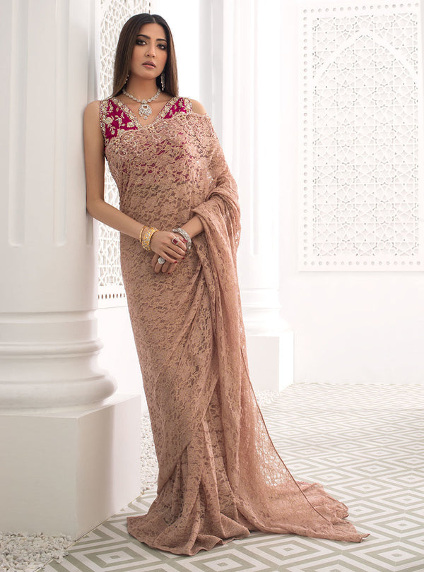 Zainab Chottani | Semi Formals | RAVISHING ROSE SAREE