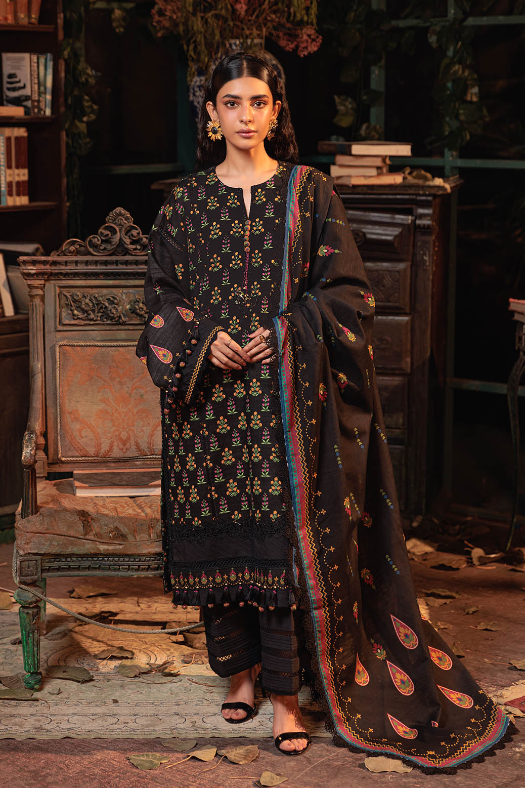 Bonanza Satrangi | Khaddar and Viscose | MIDNIGHT FLORA