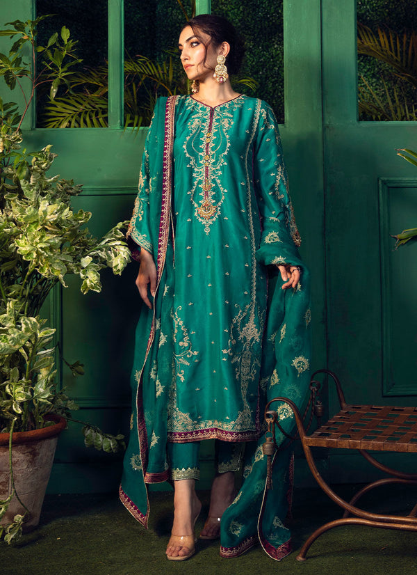 Farah Talib Aziz | Designer Picks 24 | NEEMA DEEP EMERALD EMBELLISHED KURTA WITH DUPATTA