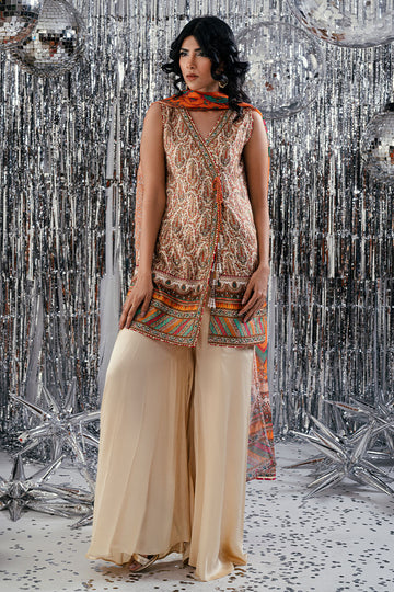 Fatima Khan | Disco Revival Festive Silk | Beige Nadine